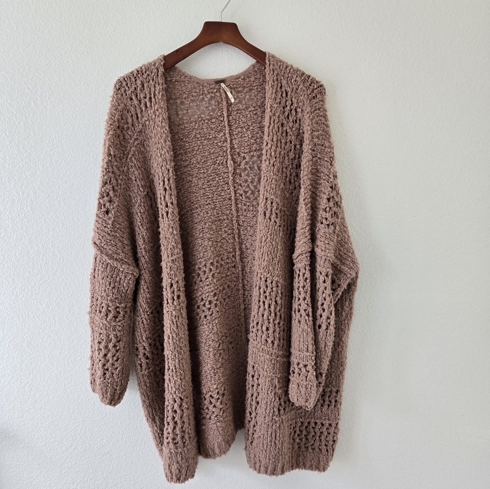 Free People BOHO Saturday Morning Cardigan Sweater Open Knit Oversized Cozy XS/S - Picture 3 of 16